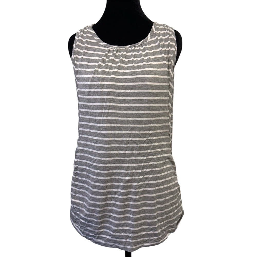Nursing Tank Top Gray and White Striped